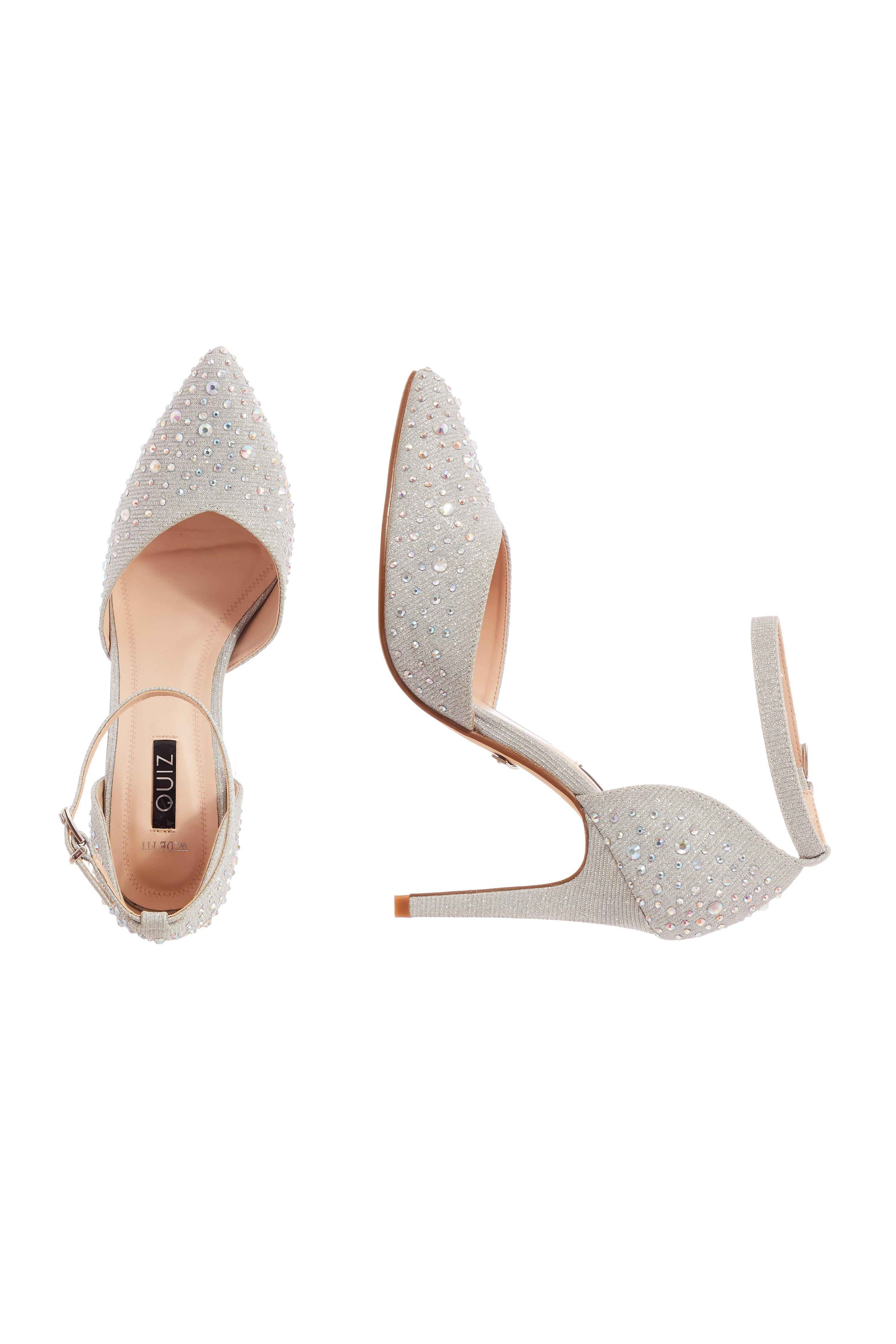quiz wide fit silver shoes