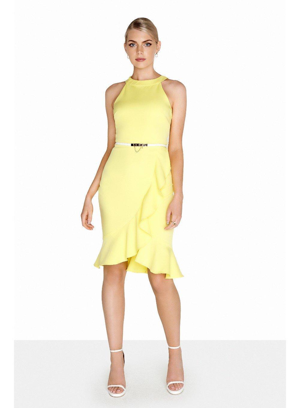 high neck wrap dress