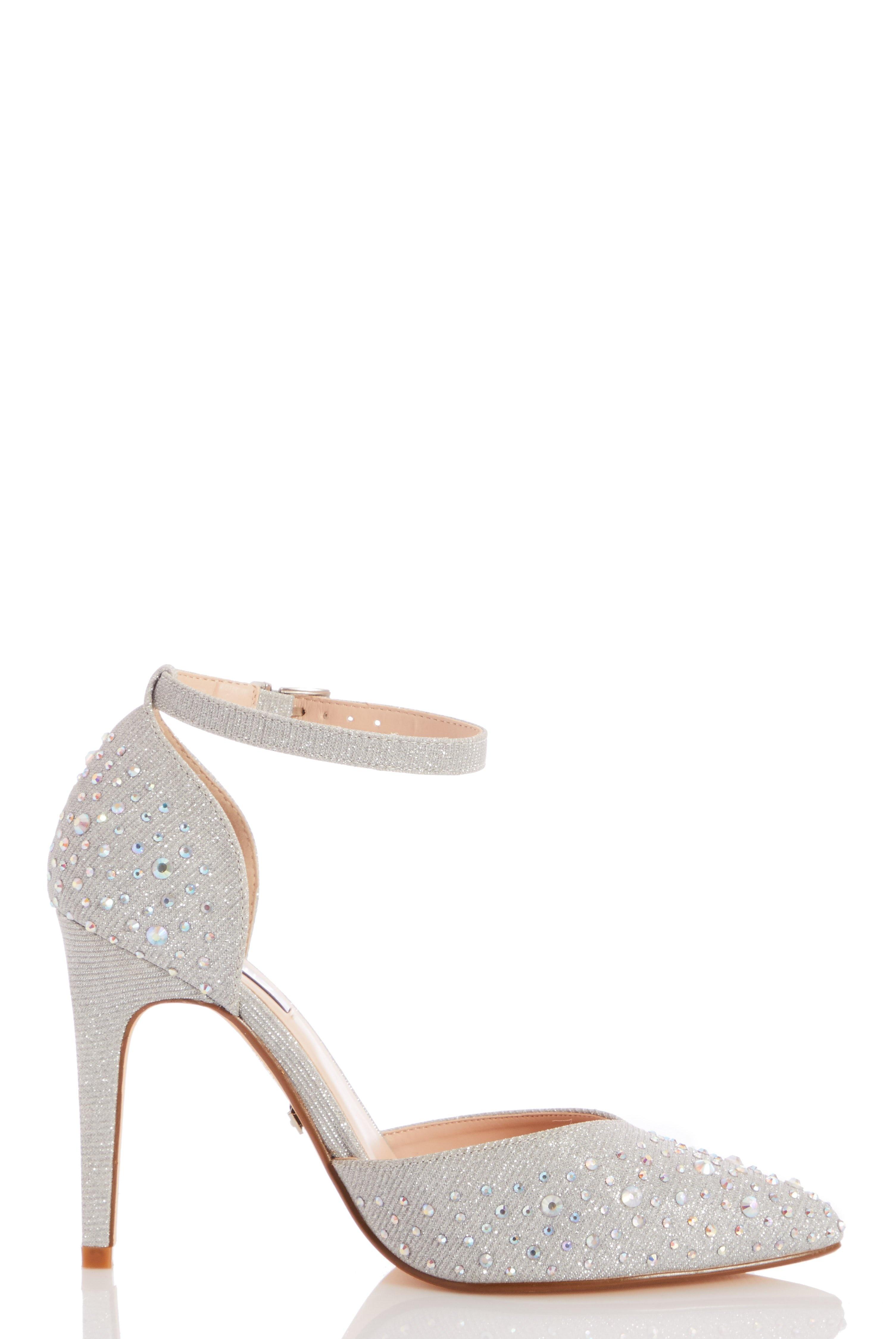 quiz wide fit silver shoes