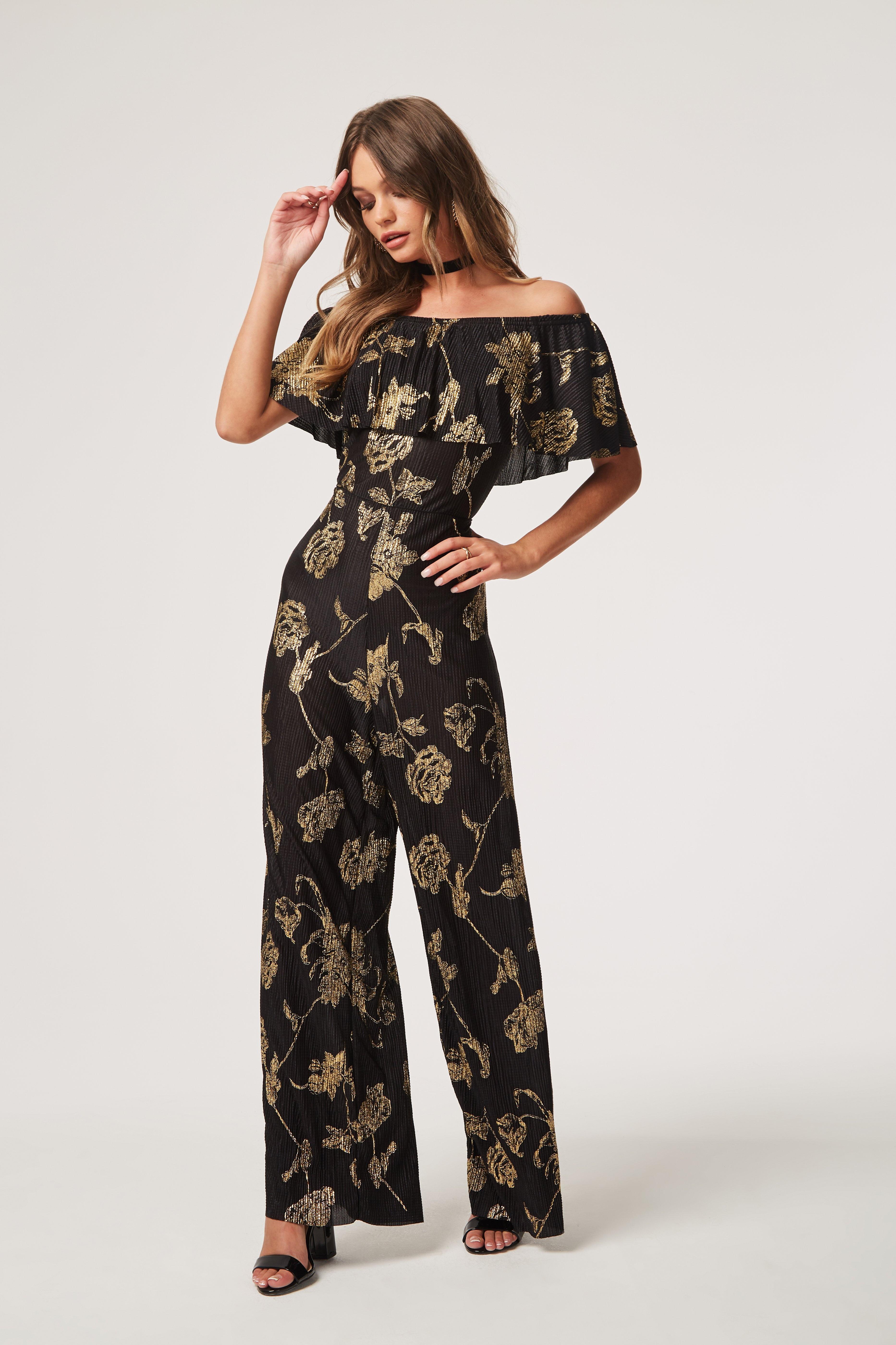 black & gold jumpsuit