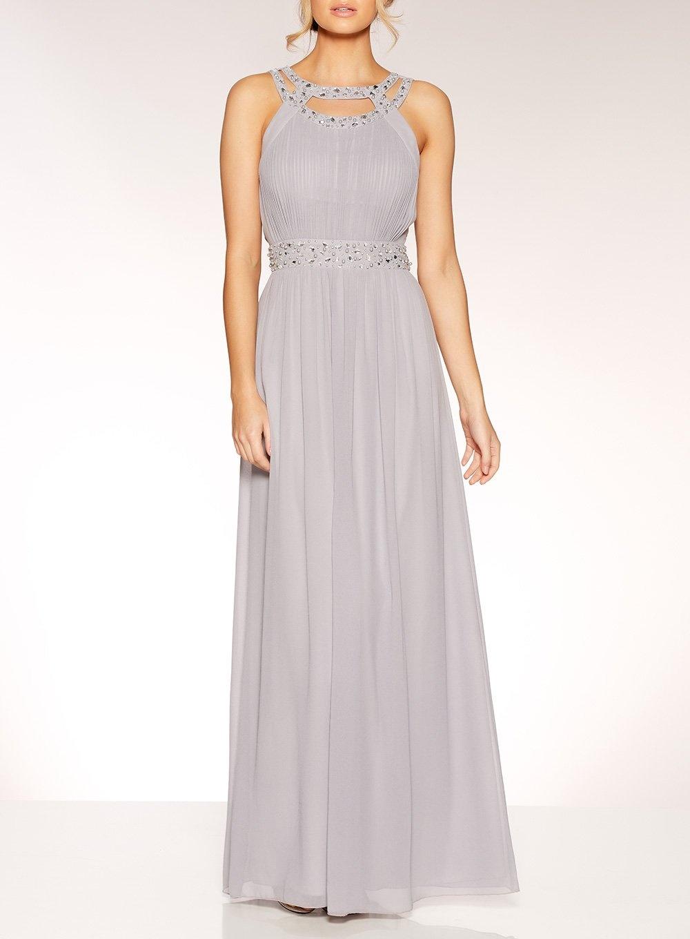 quiz grey chiffon maxi dress