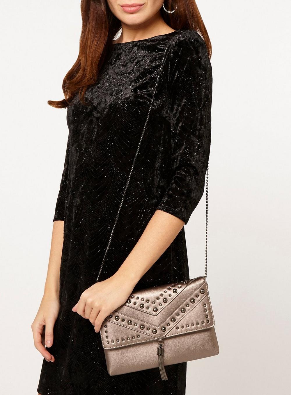 pewter clutch bag dorothy perkins