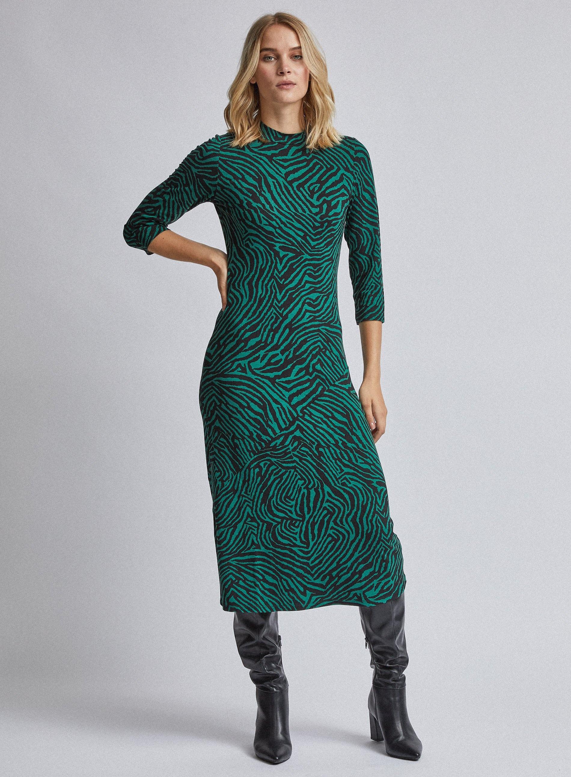 green zebra print dress