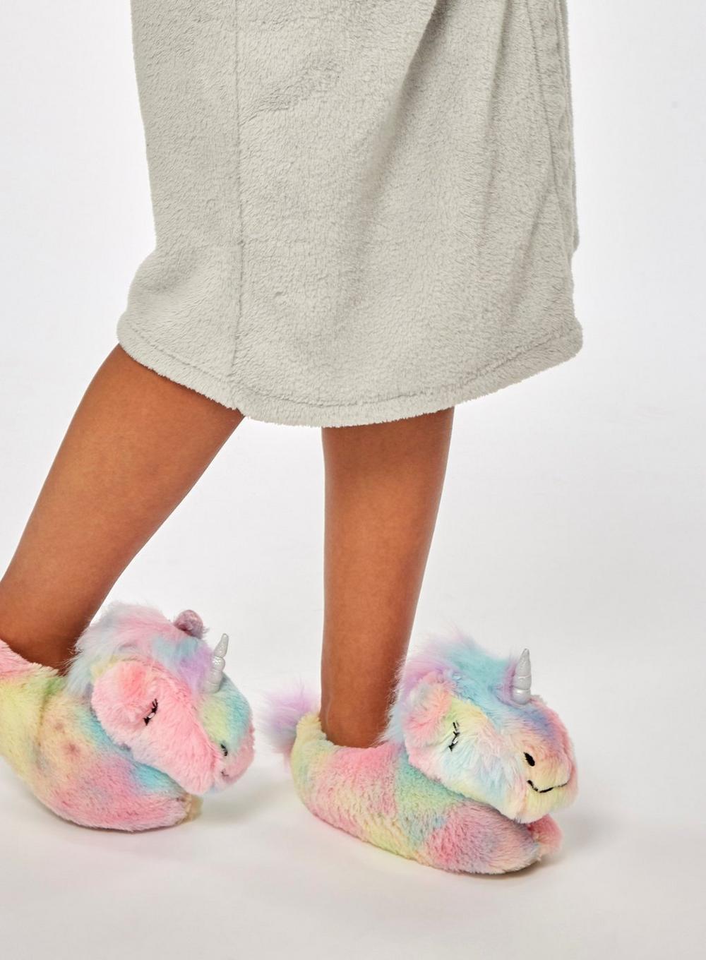 New Unicorn Comfort Ladies Open Toe Unicorn Slippers White// Multi Colours