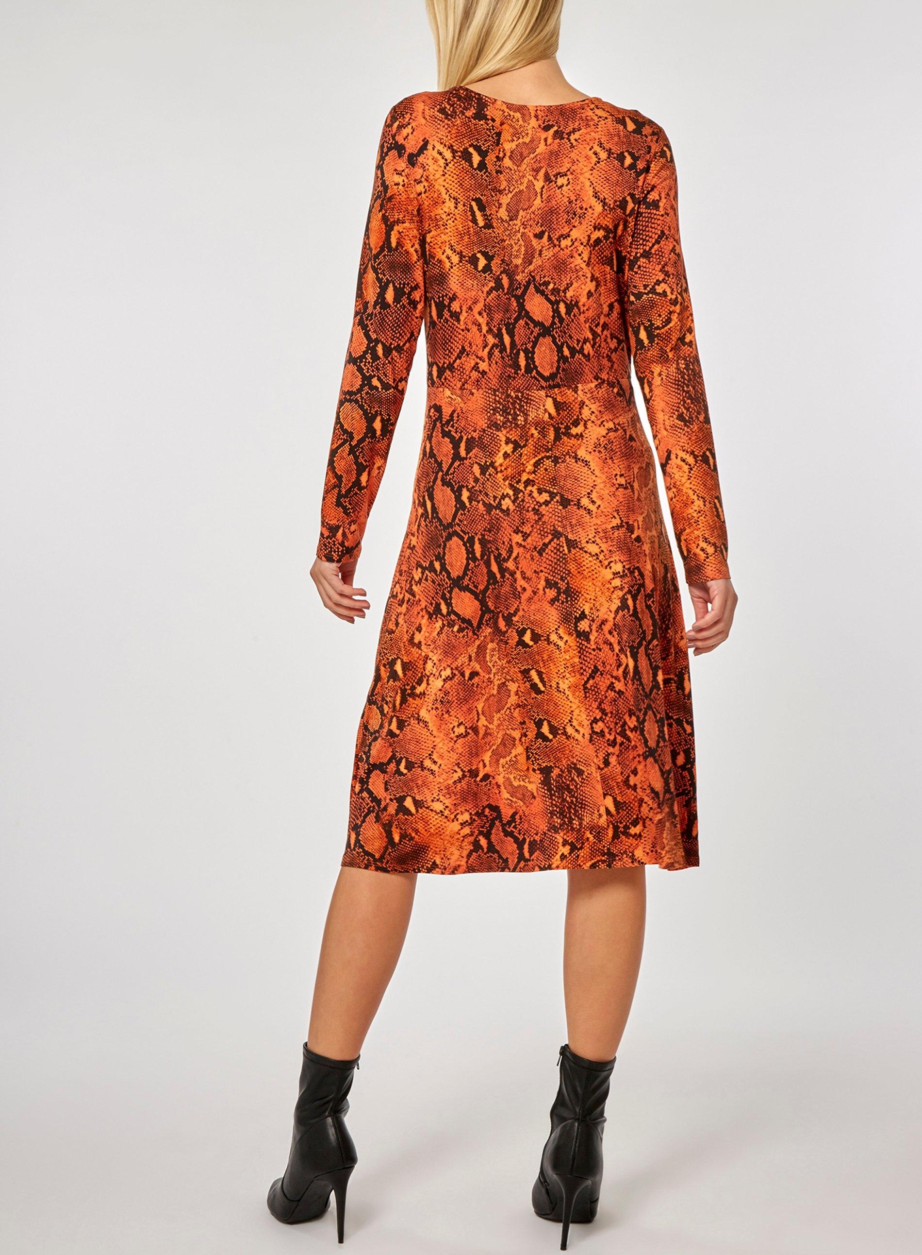 orange snake print dress