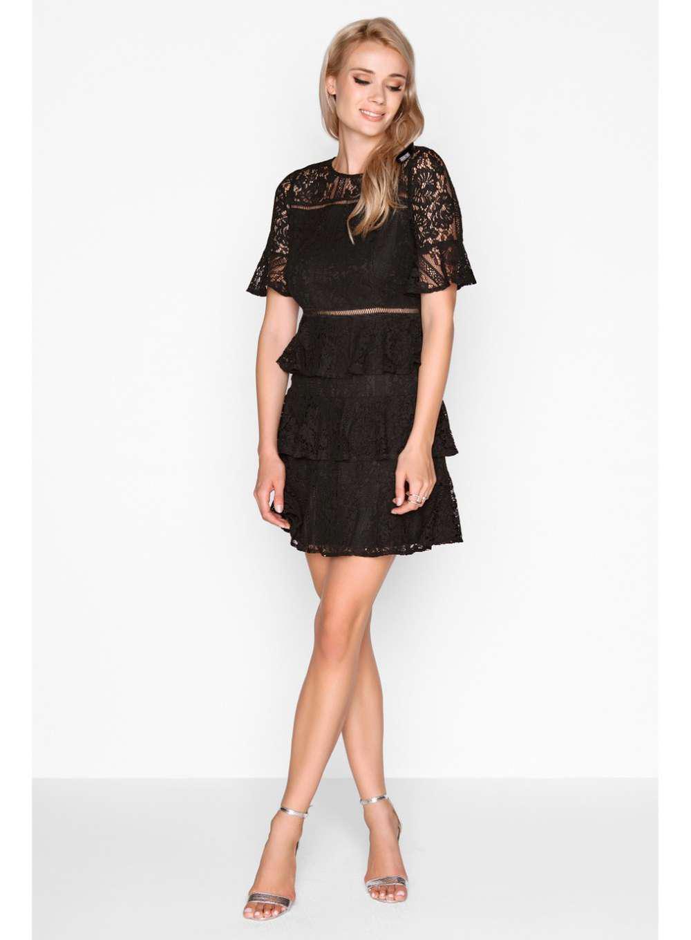 black lace tiered dress