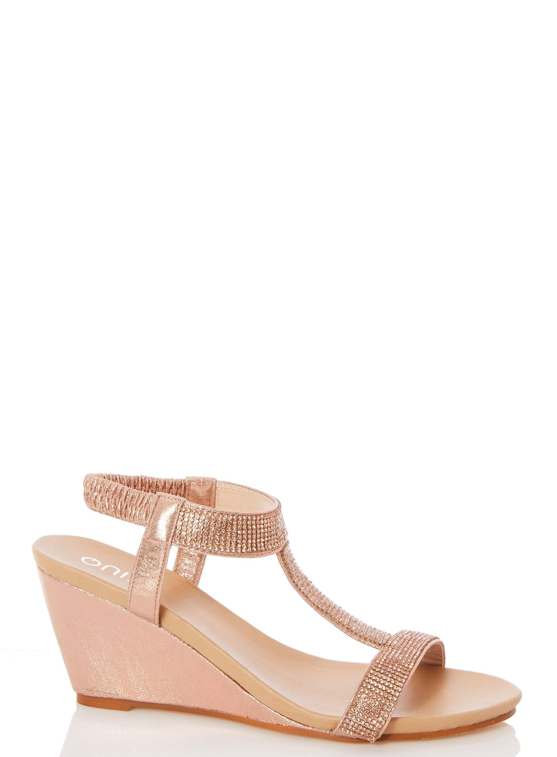 gold diamante wedges