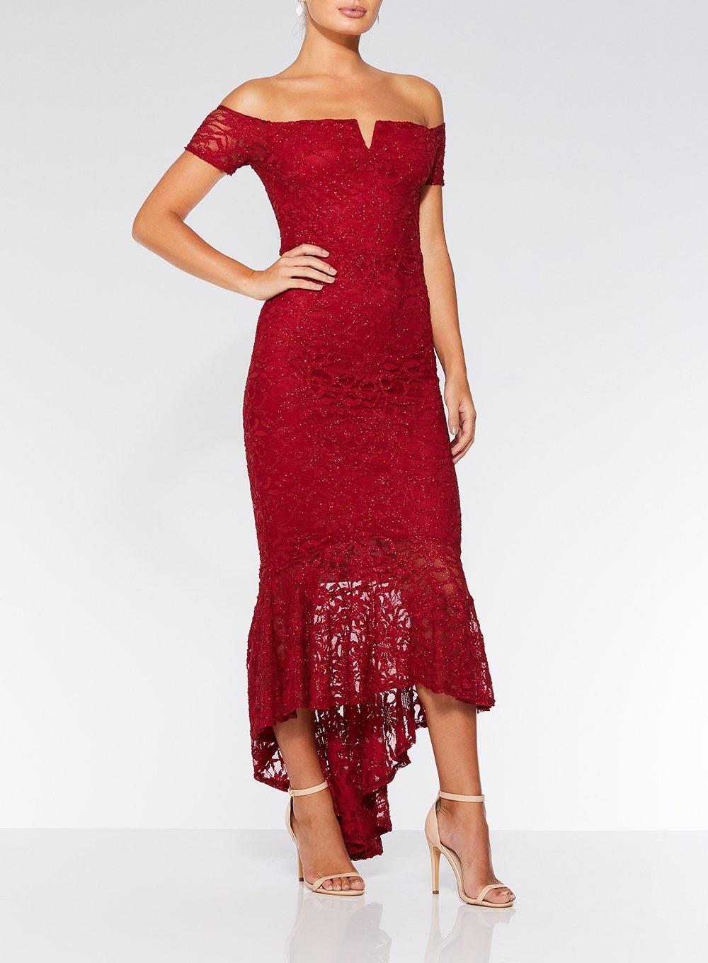 quiz lace dip hem maxi dress