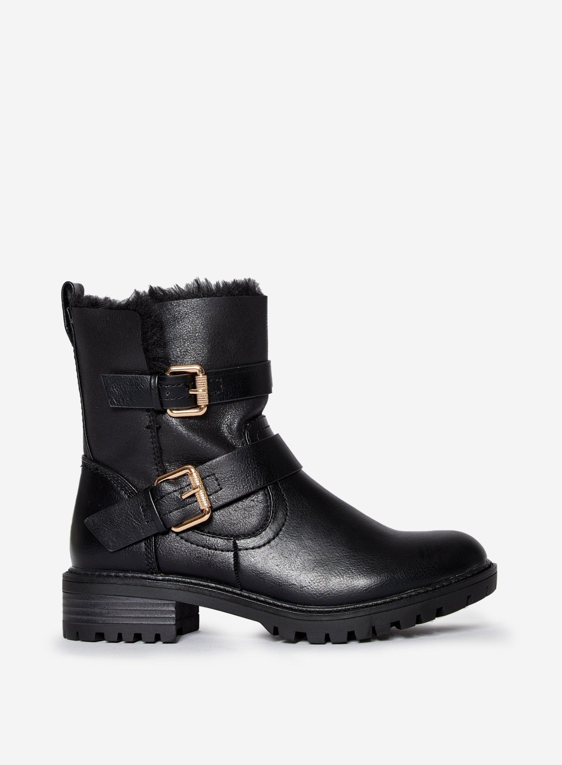 fur biker boots