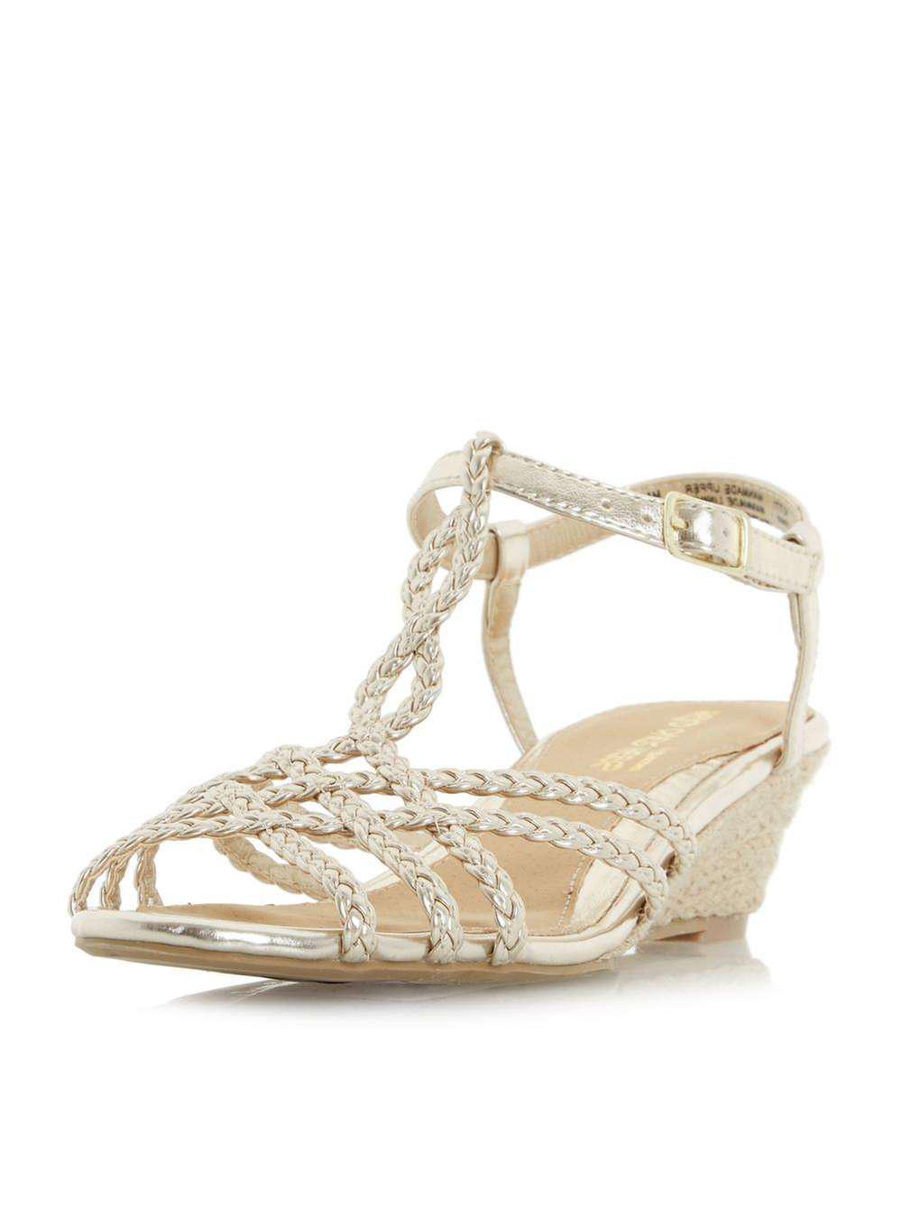 dune gold heeled sandals