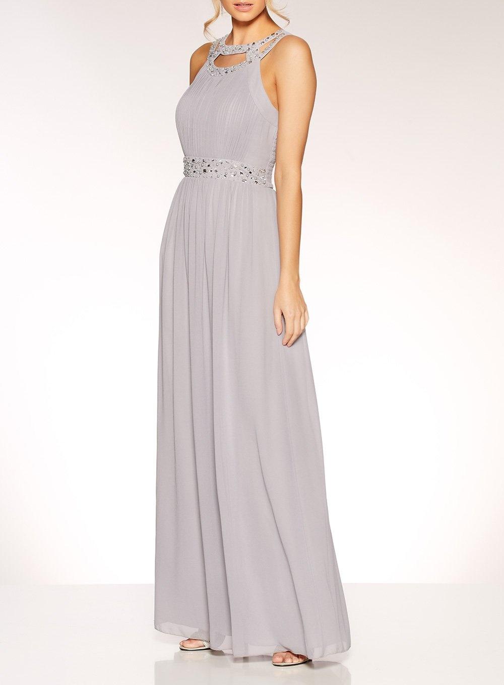 quiz grey chiffon embellished maxi dress
