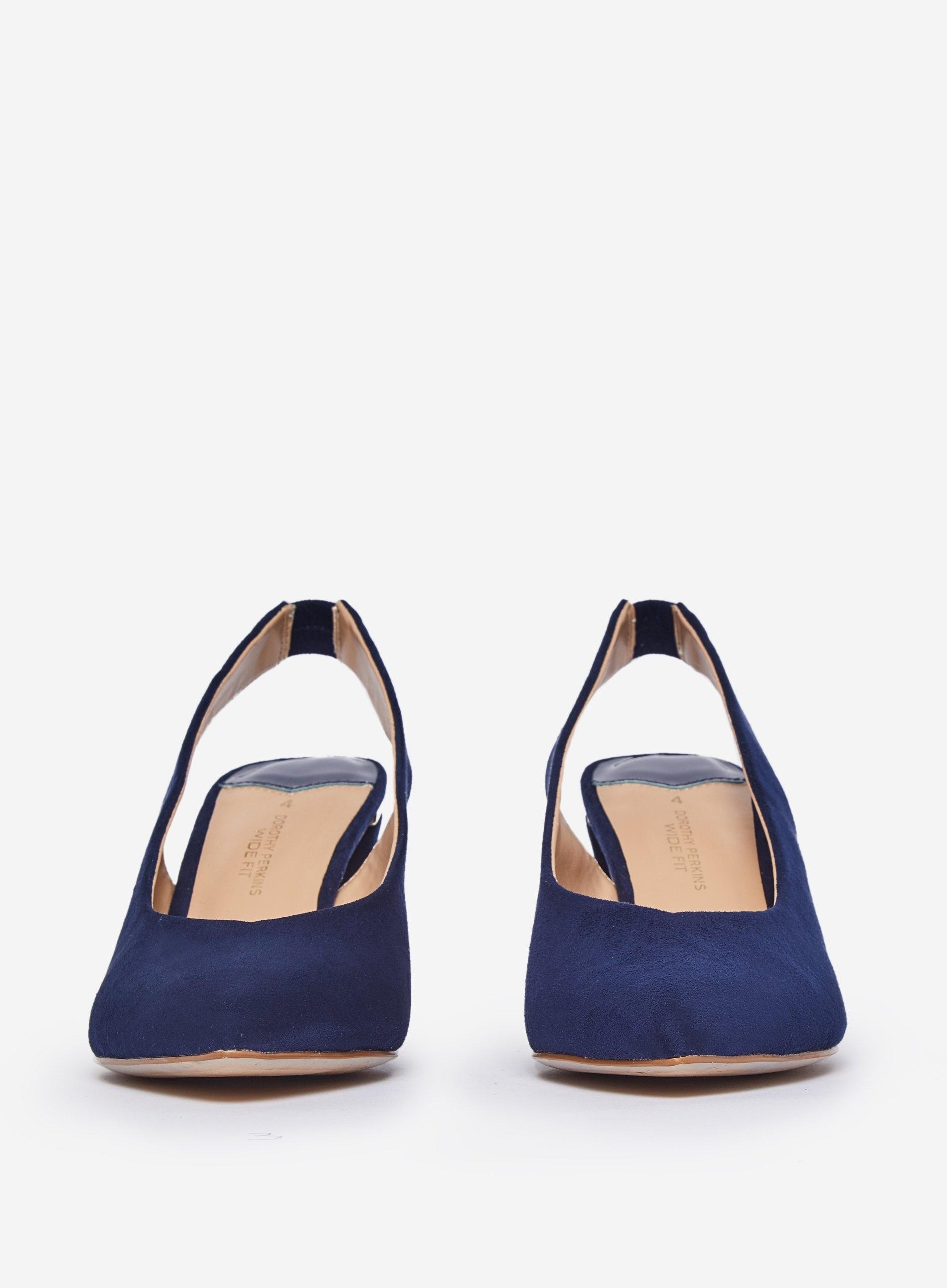 wide fit navy sling back shoes