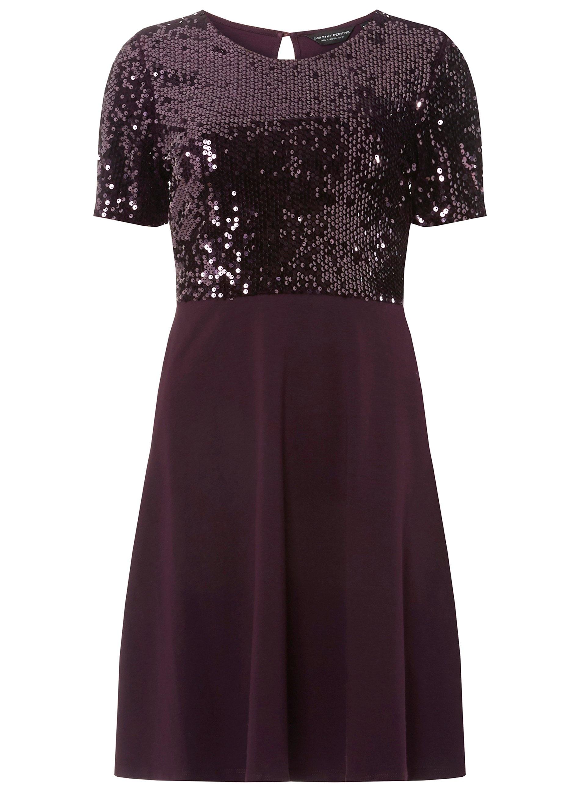 wine sequin top skater dress