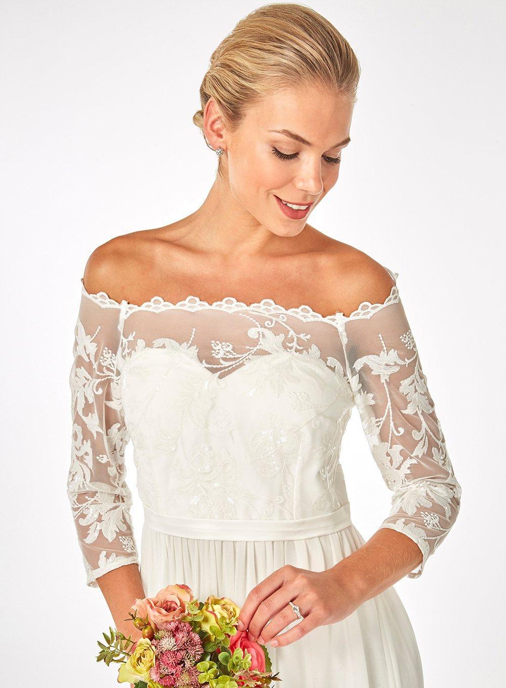 Dorothy Perkins Satin Showcase Bridal Ivory 'trinity' Bardot Maxi Dress