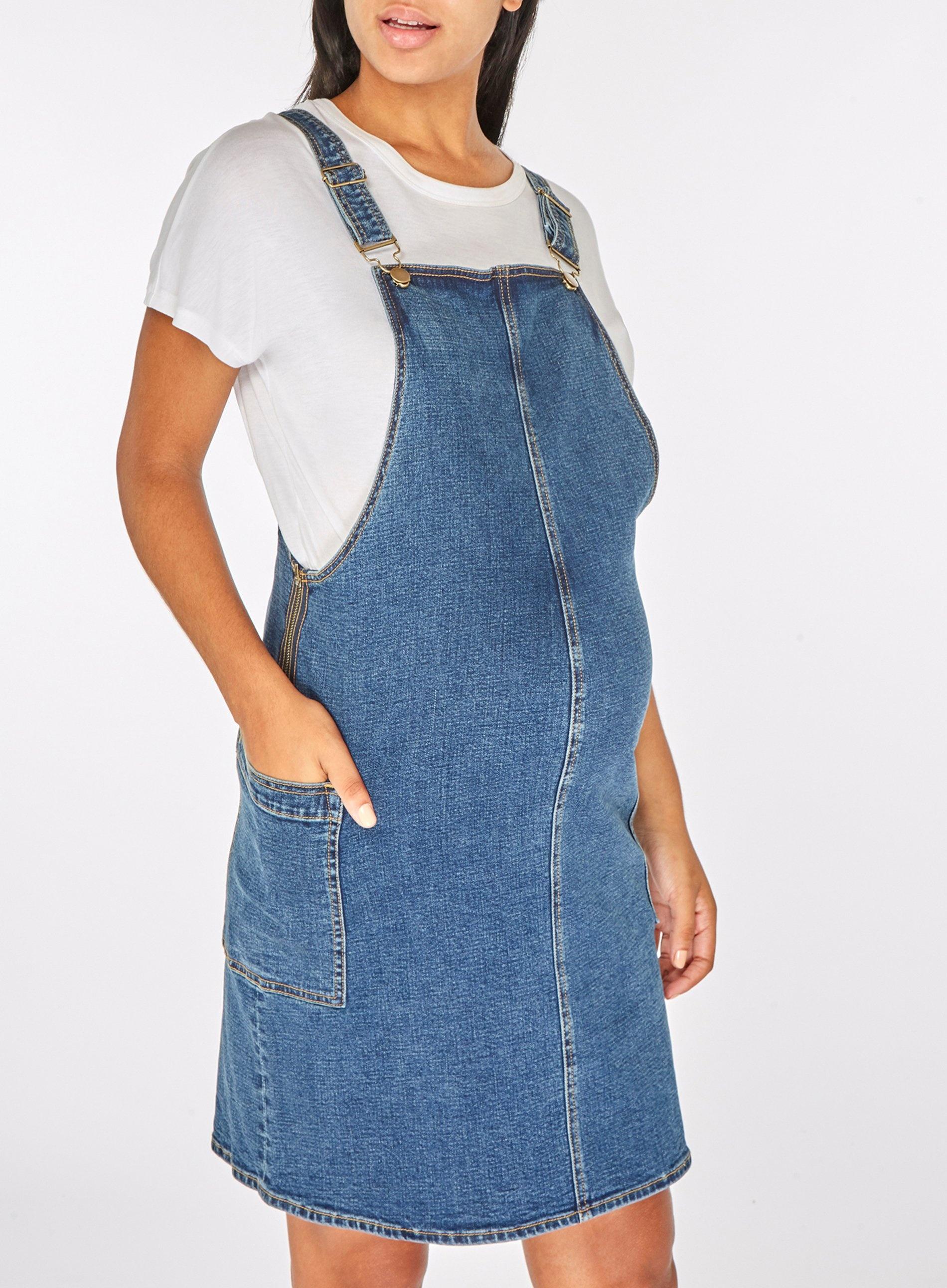 denim maternity pinafore dress