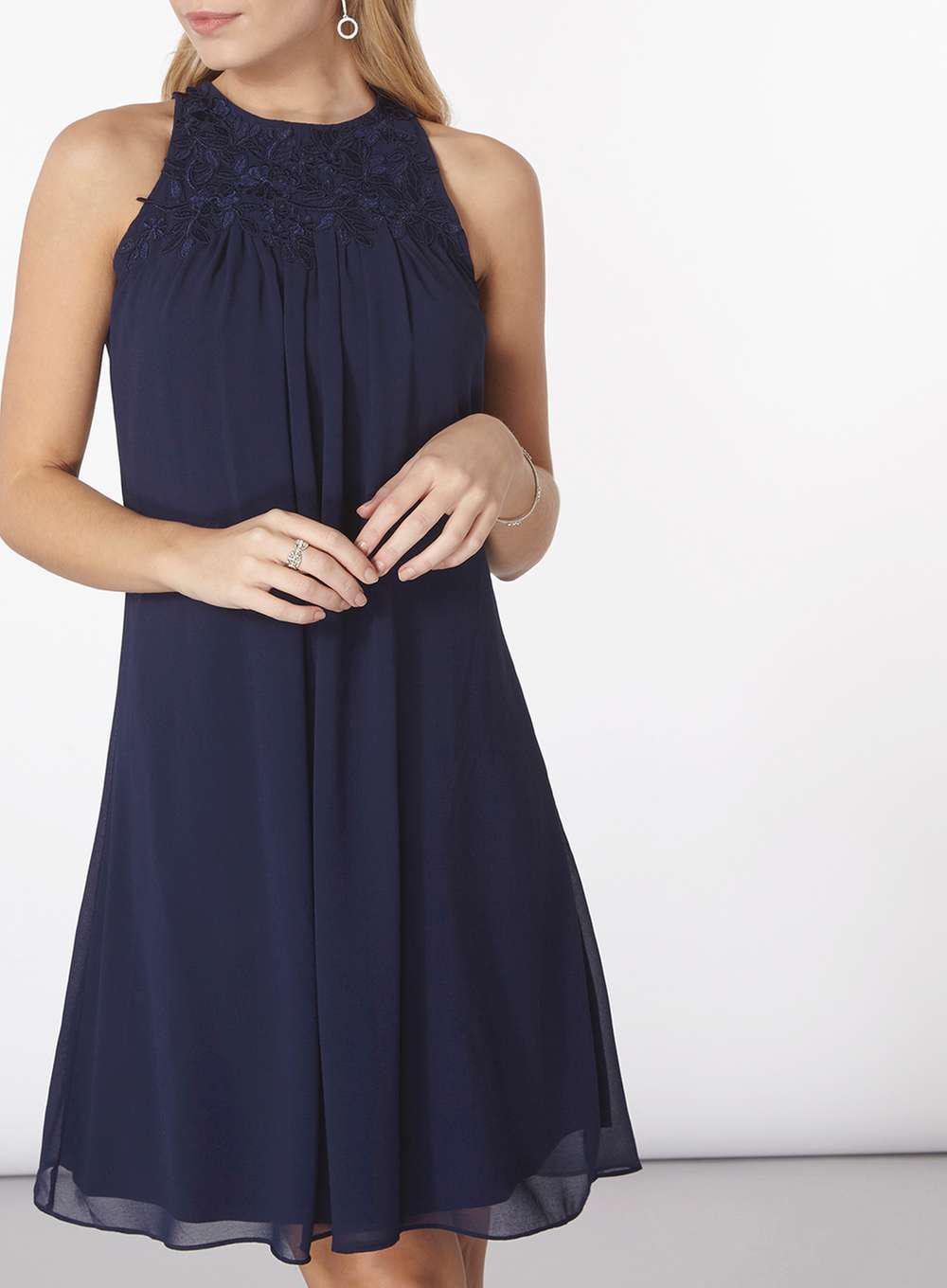 navy trapeze dress