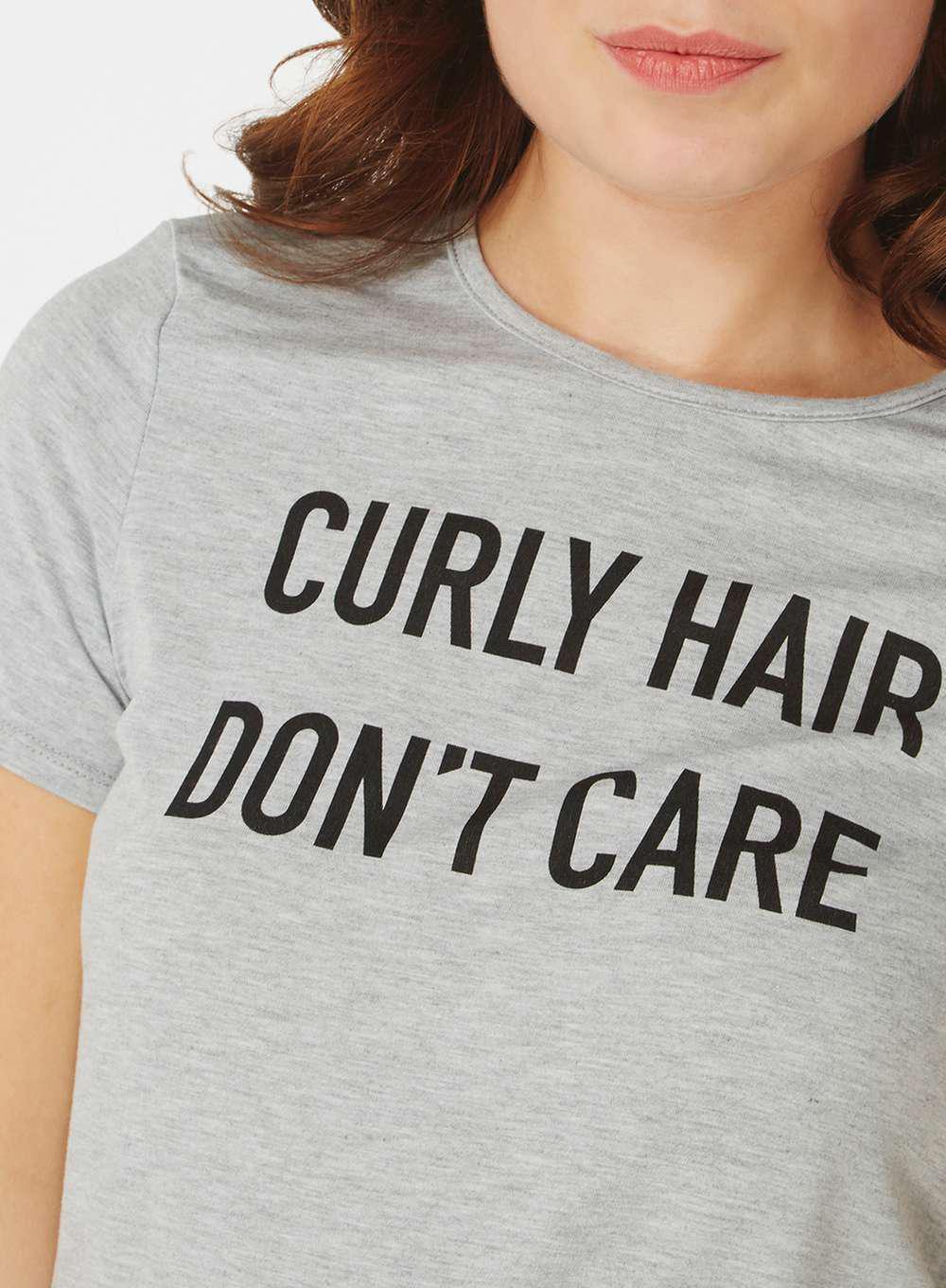 Dorothy Perkins Synthetic Grey Curly Hair Don T Care Slogan T
