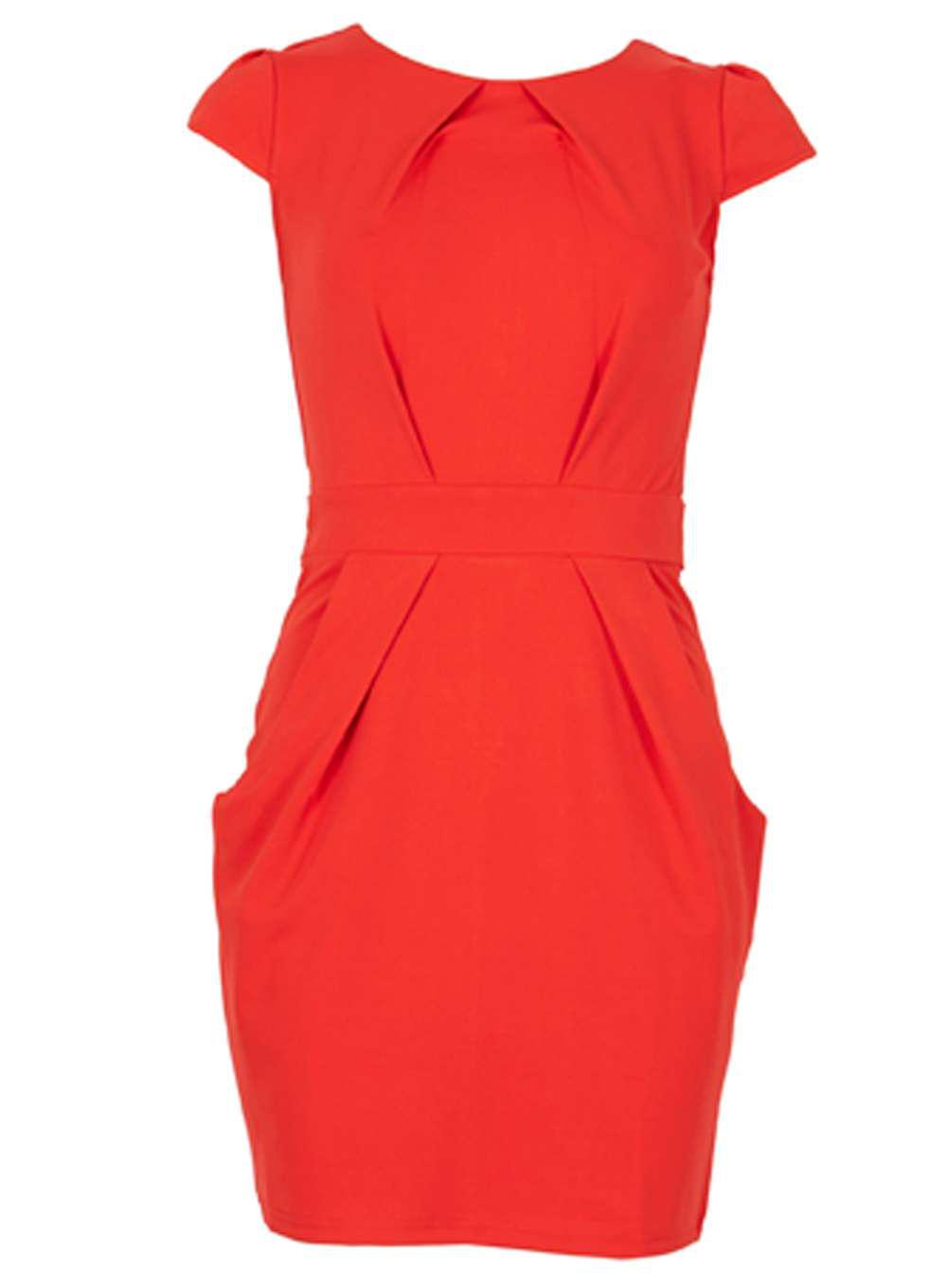 Dorothy perkins Blue Vanilla Red Pleated Tulip Bodycon Dress in Red Lyst