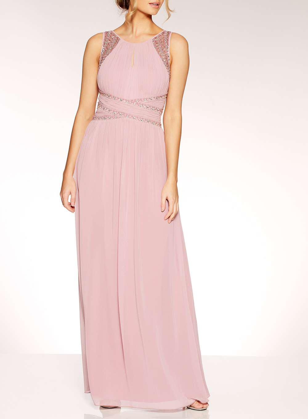 quiz chiffon embellished high neck maxi dress