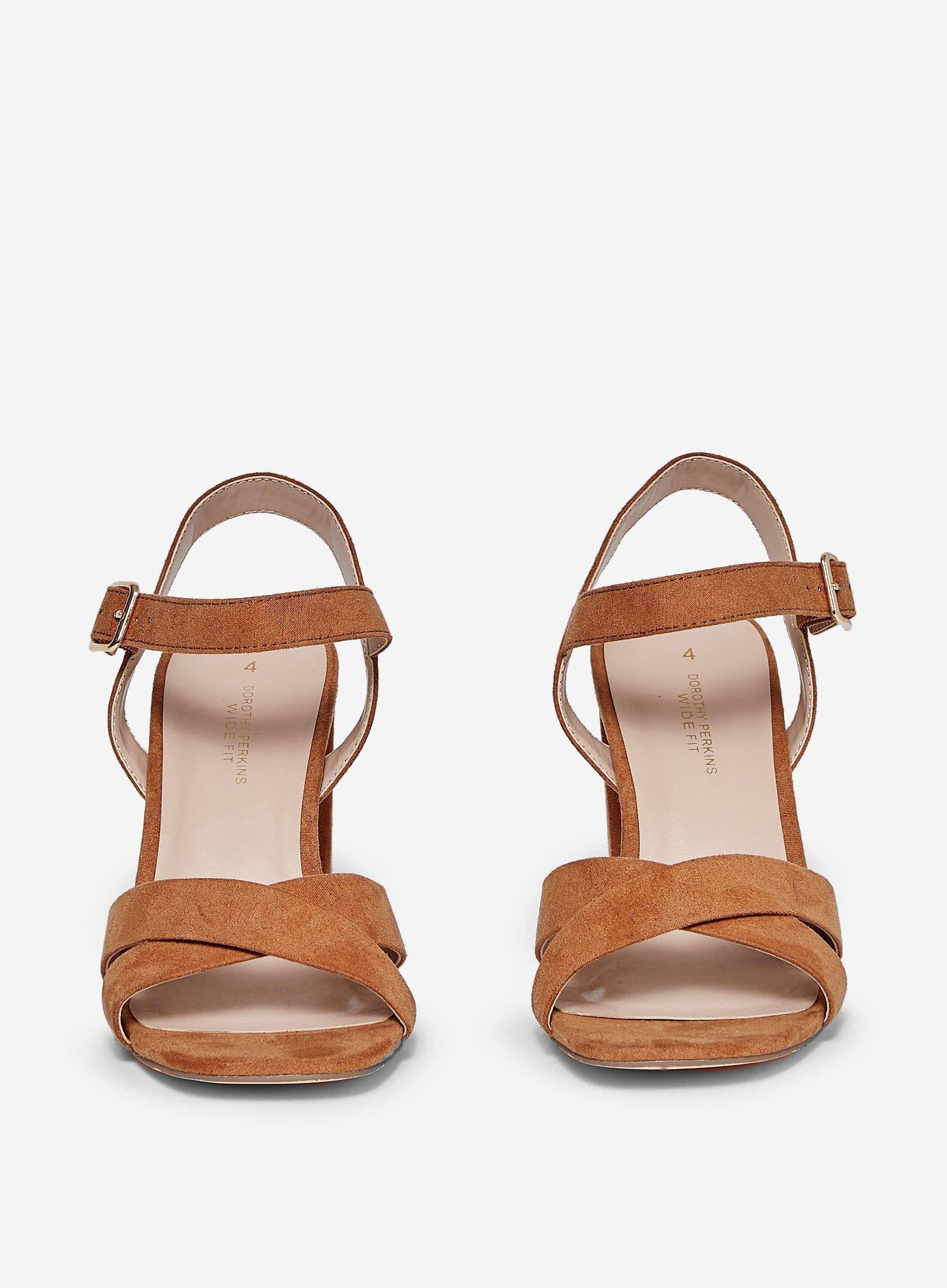 wide fit tan heeled sandals