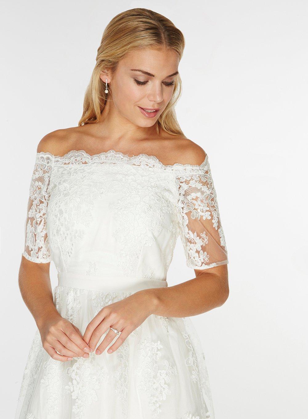 Dorothy Perkins Synthetic Ivory 'bella' Bardot Wedding Dress in White