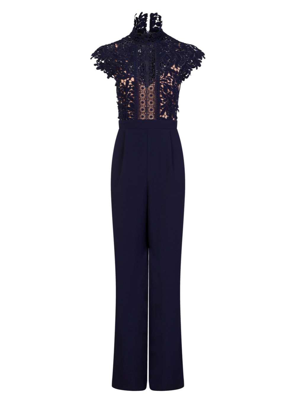 little mistress navy lace jumpsuit