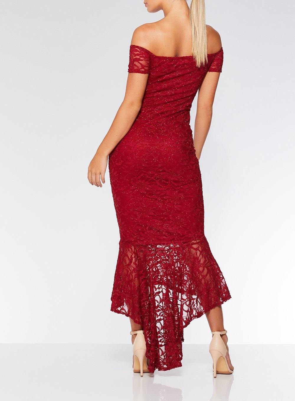 quiz lace dip hem maxi dress