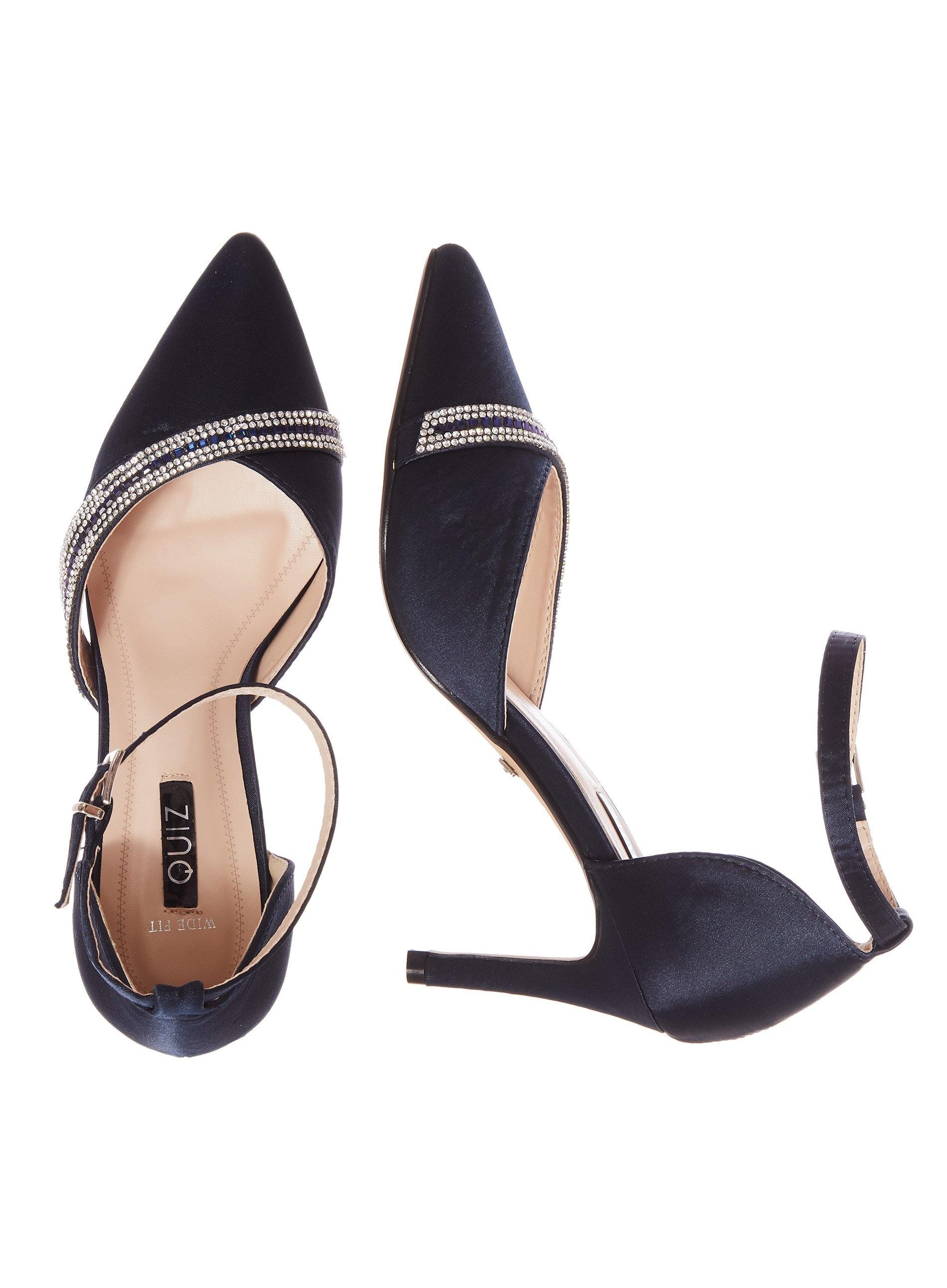 navy satin shoes wide fit