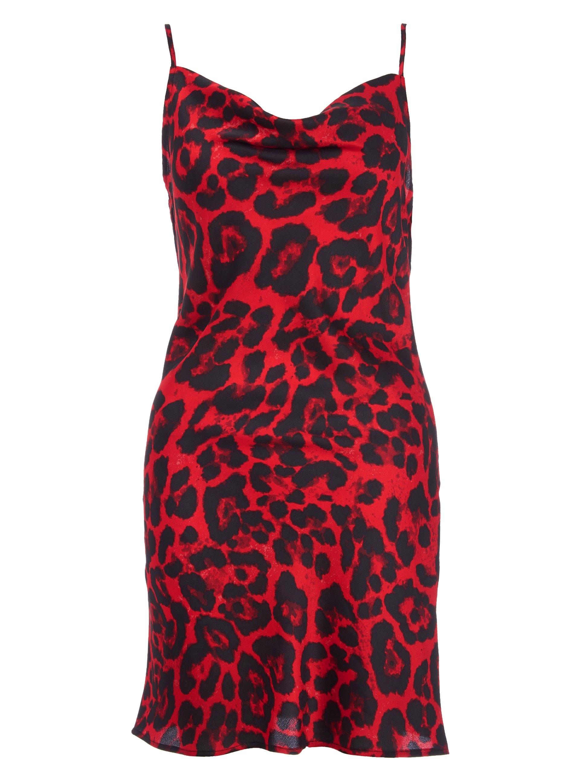 quiz red animal print dress