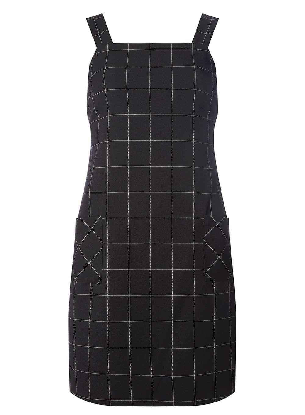 black check pinafore dress