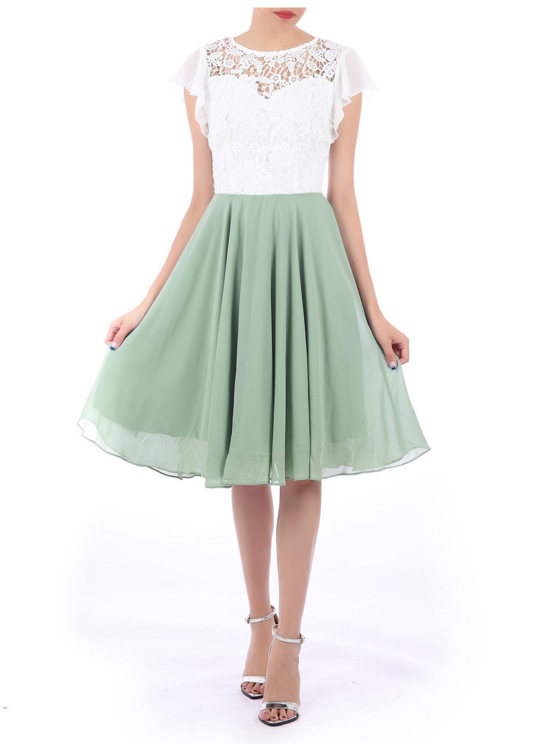 jolie moi green lace dress