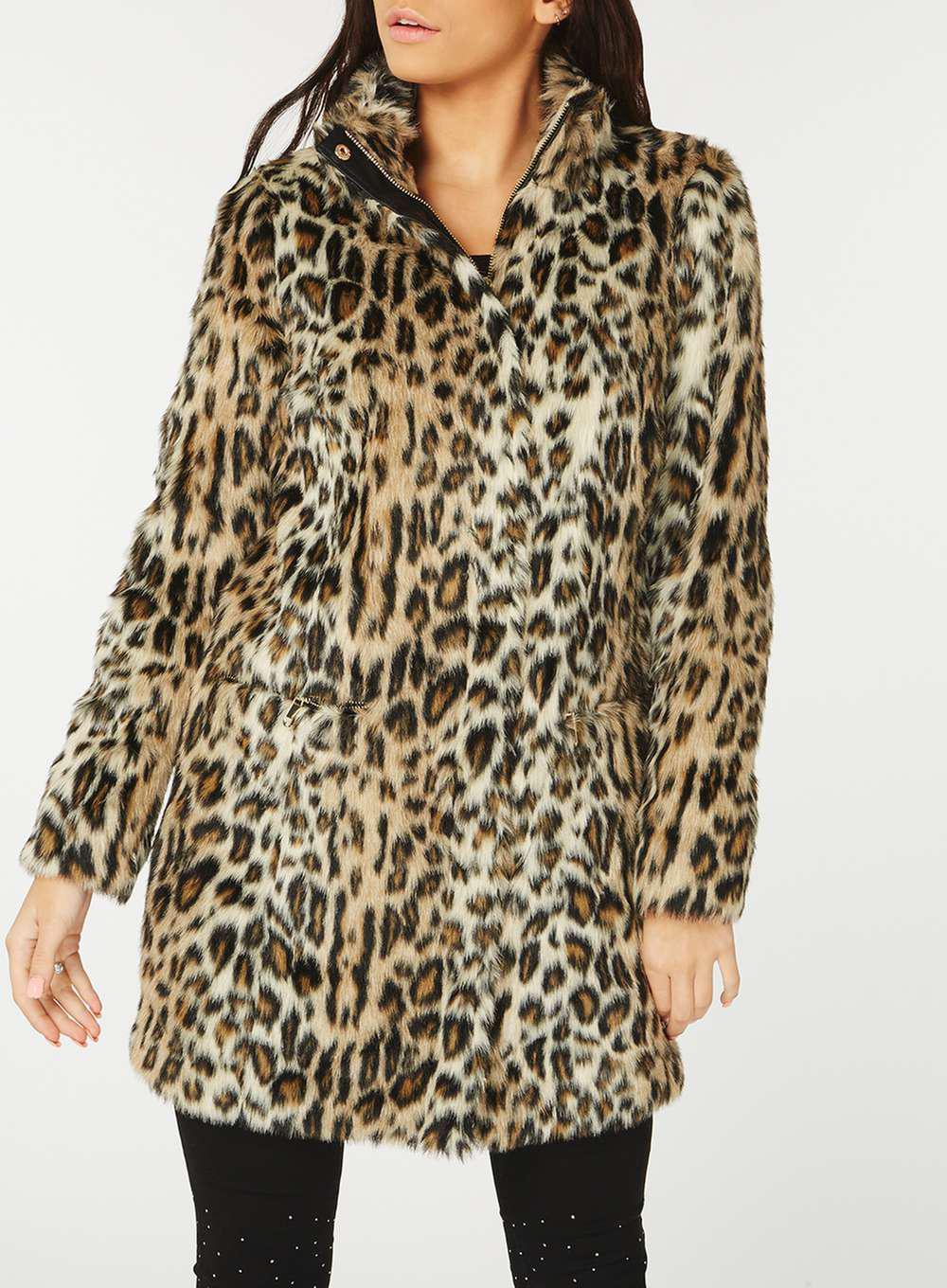 Dorothy Perkins Leopard Print Faux Fur Coat - Lyst
