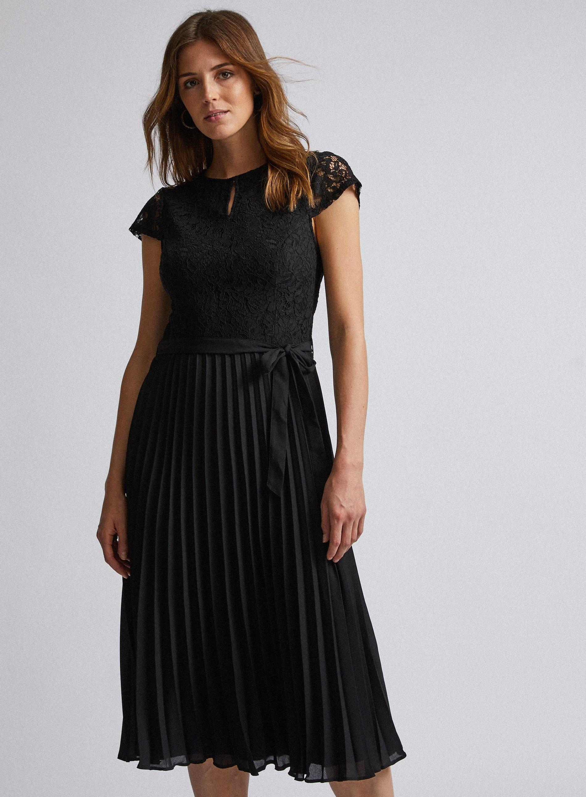 dorothy perkins black pleated dress