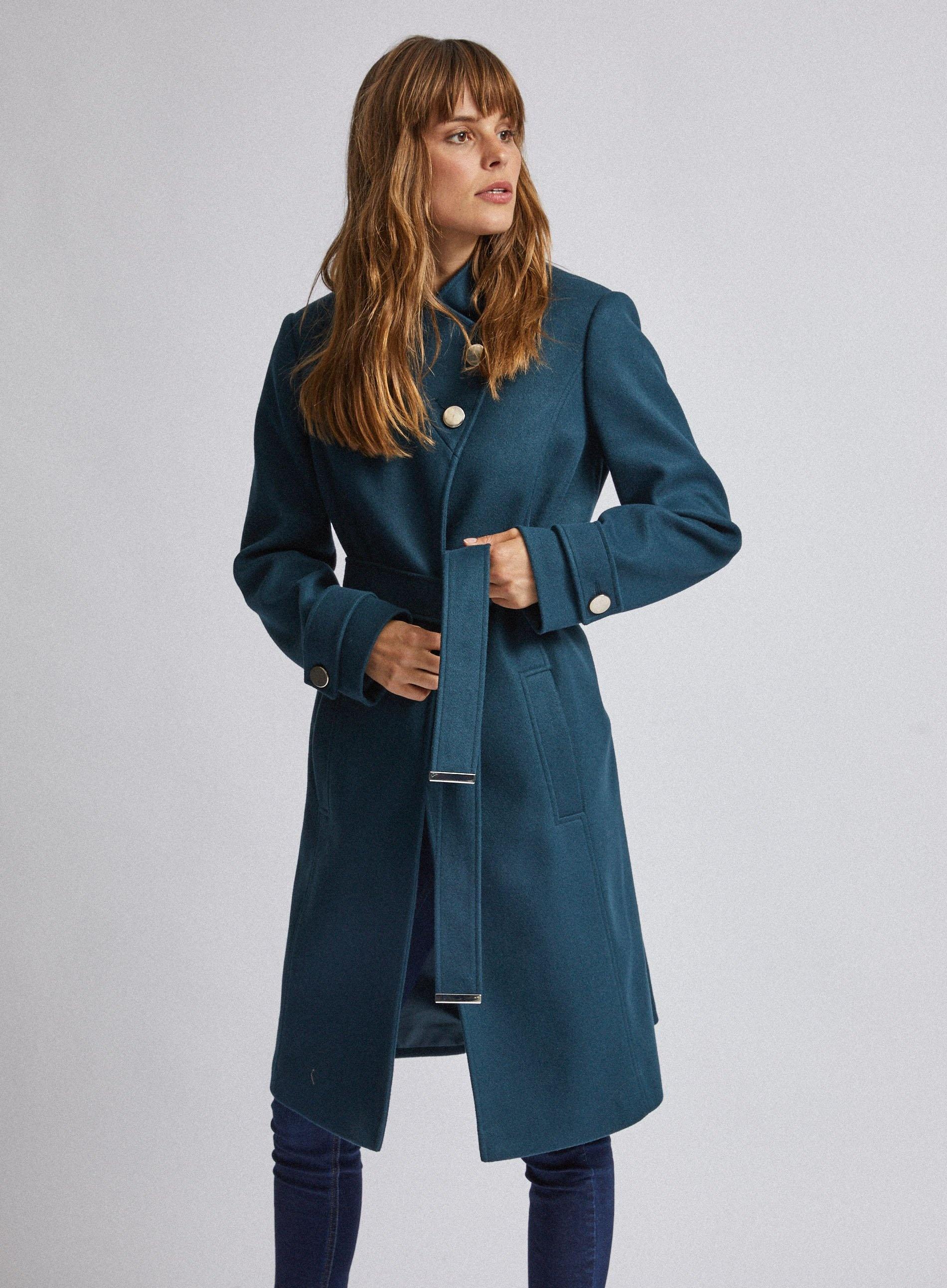 teal wrap coat
