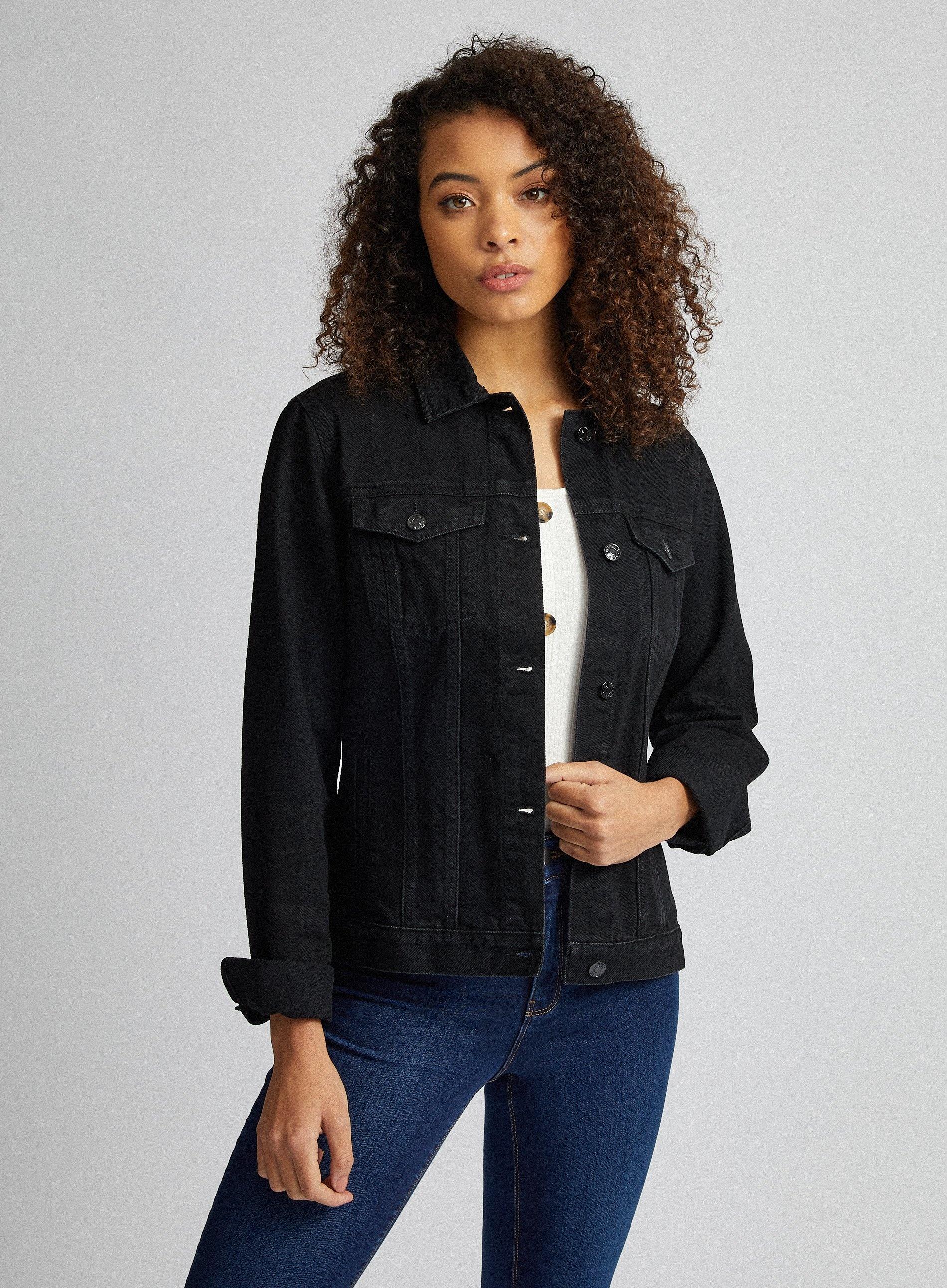 tall black denim jacket