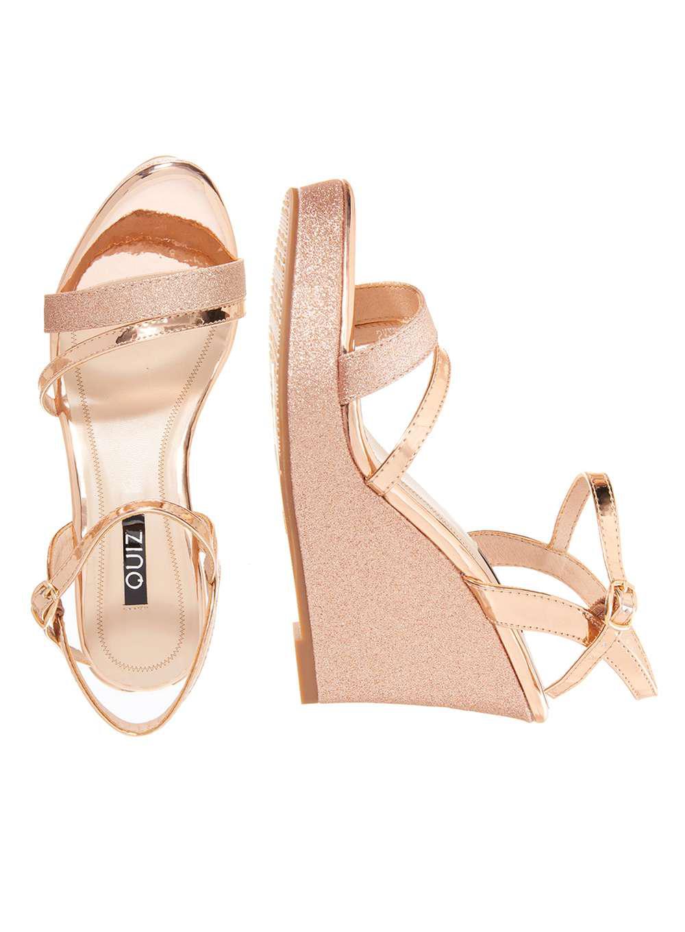 quiz rose gold wedges