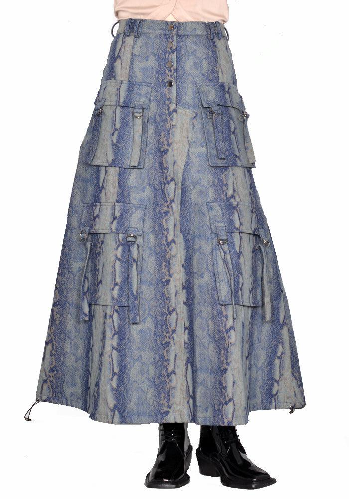 Charles Jeffrey Loverboy CJLAW22ADS Etched Art Denim Skirt