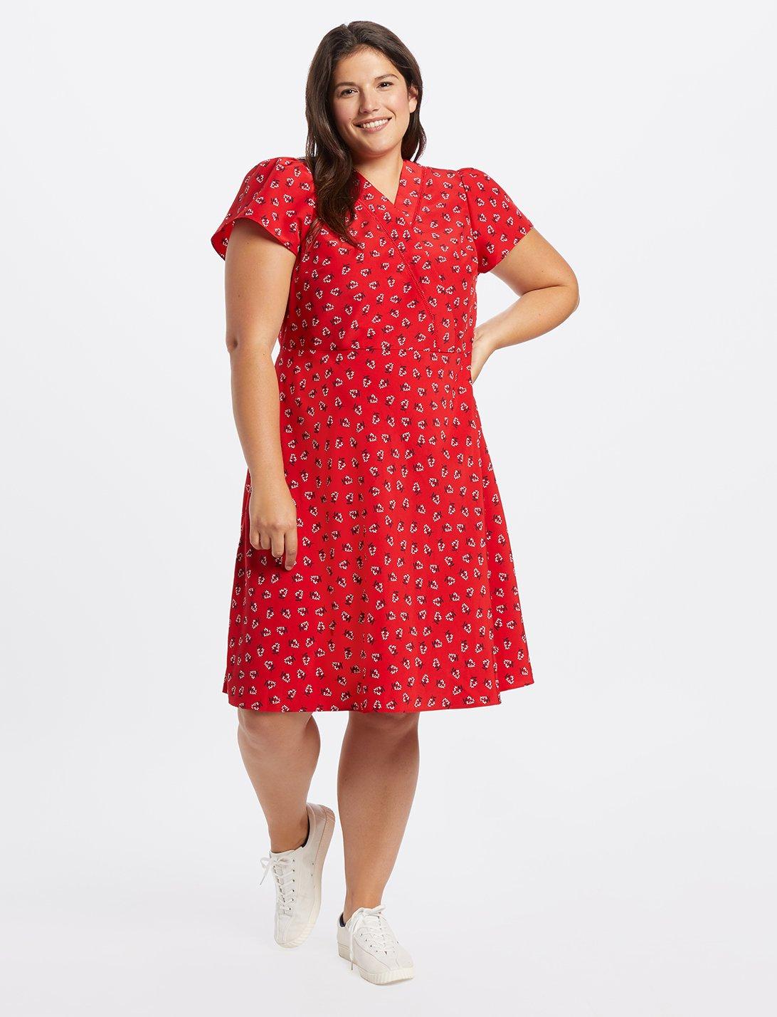 Draper James Synthetic Floral V-neck Dress in Red - Lyst