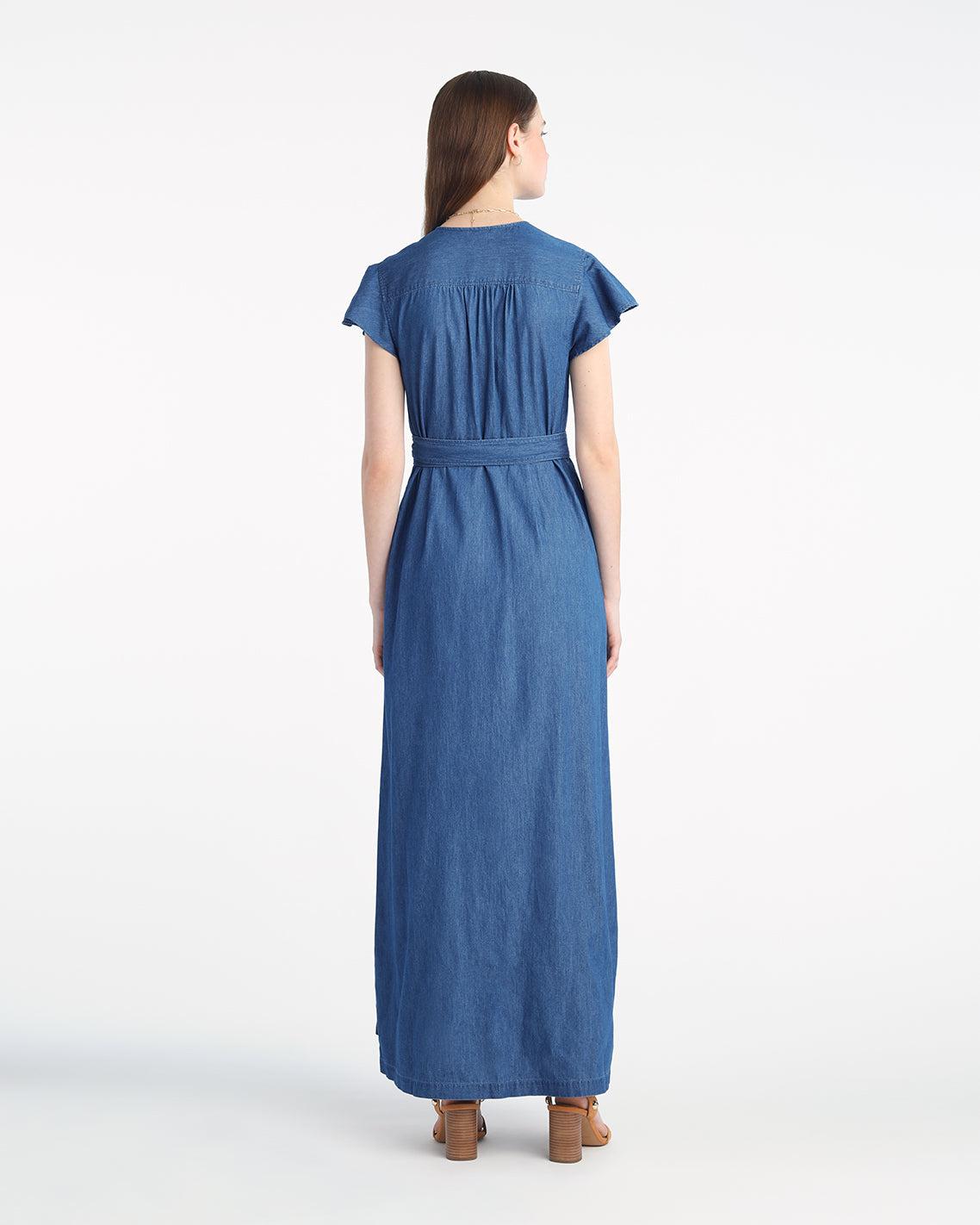 Draper James Reagan Denim Maxi Dress In Medium Wash in Blue | Lyst
