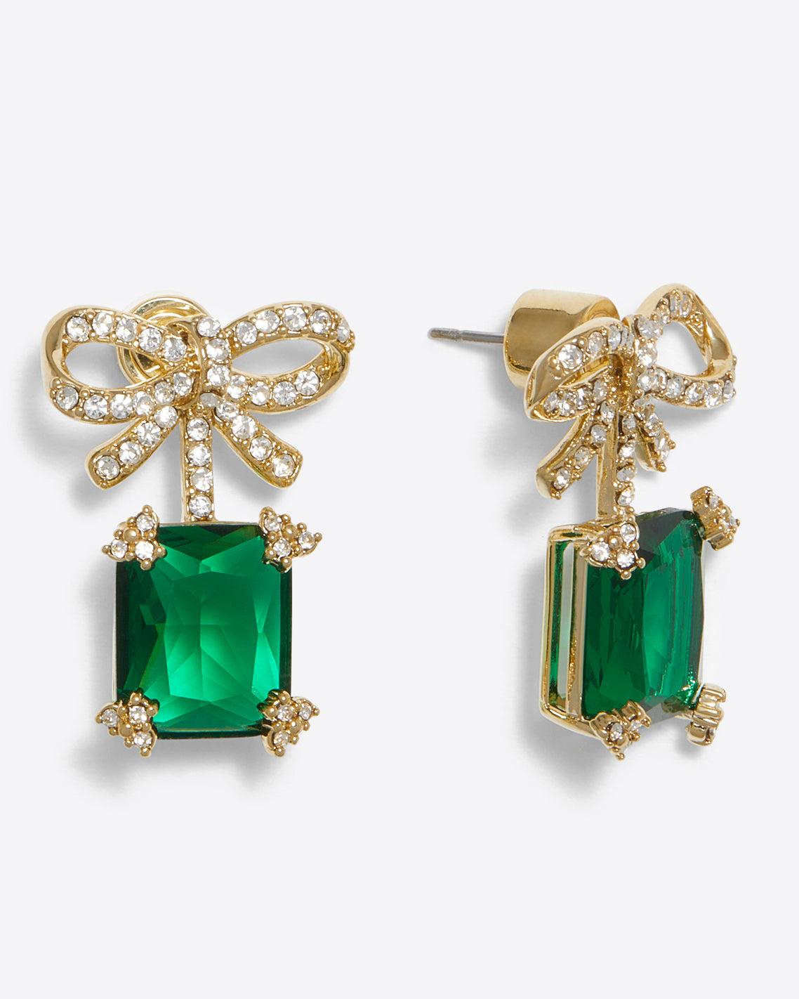 green bow earrings