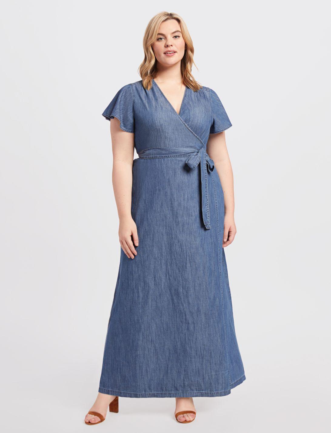 Draper James Chambray Wrap Maxi Dress in Blue - Save 54% - Lyst