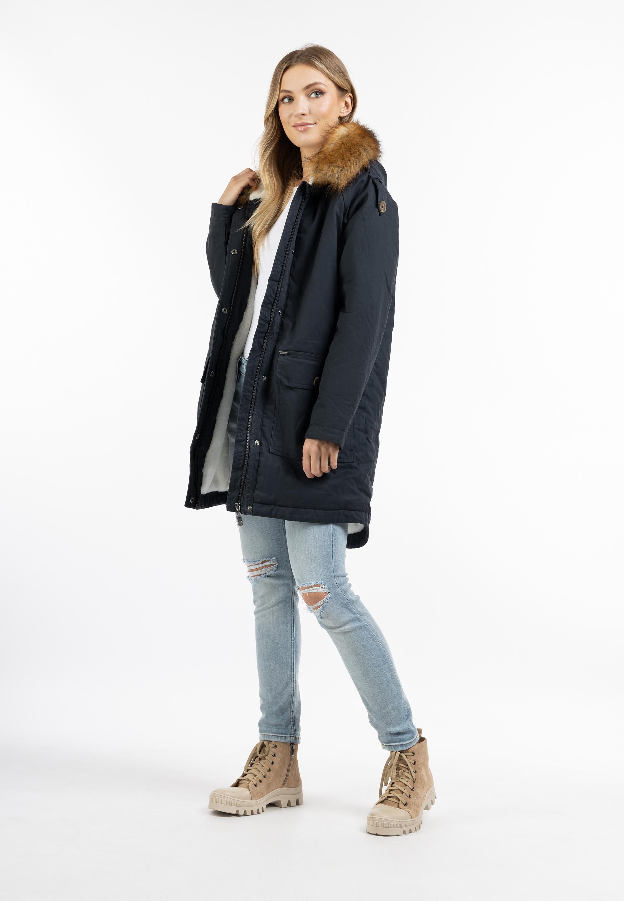 Womens Parka Dreimaster Parka Marine Dreimaster Mantel Marine - Main Image