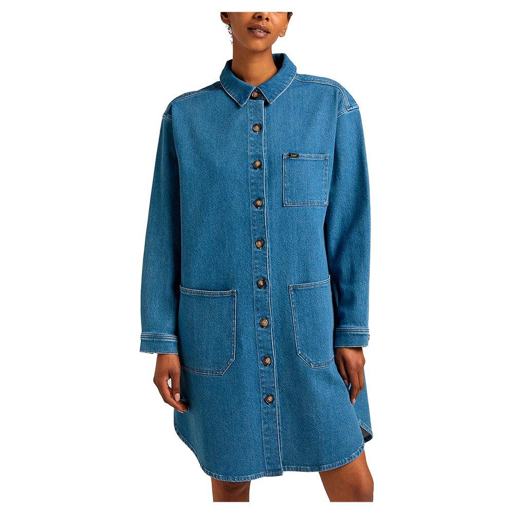 Lee Jeans Drop Shoulder Long Dress in Blue | Lyst