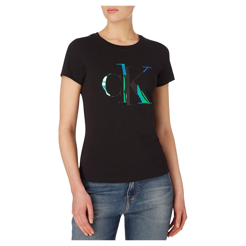 Calvin Klein Denim Distorted Iridescent Short Sleeve T-shirt in ck 