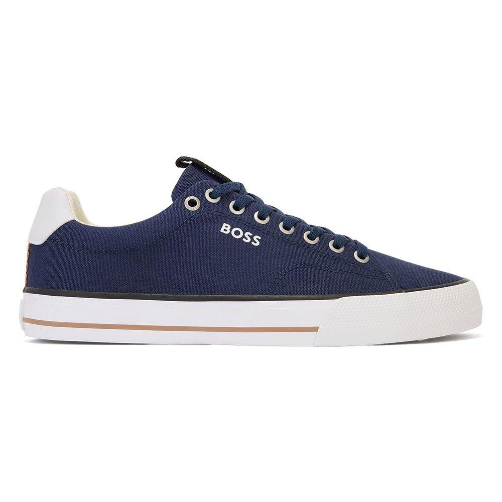 BOSS by HUGO BOSS Boss Cotton-canvas Trainers With Stripe , in Blue for Men  | Lyst