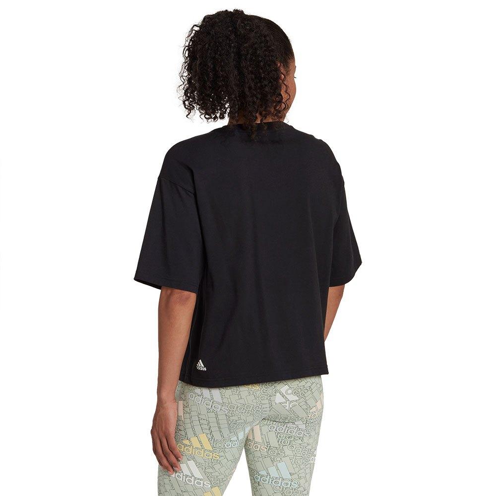 adidas Sportswear Essentials Multi-colored Logo Loose Fit Crop Short Sleeve  T-shirt in Black | Lyst