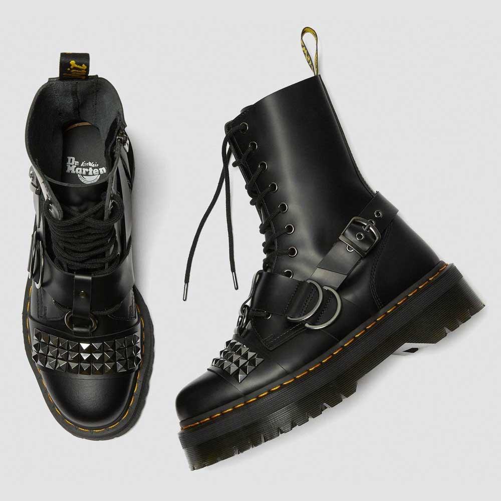 Dr. Martens Leather Jadon Hi Stud Smooth in Green (Black) for Men - Lyst