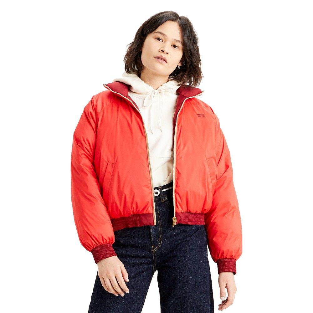 Levi's Synthetic Lydia Reversible Puffer Jacket, Plain Pattern in Poppy Red  (Red) - Lyst