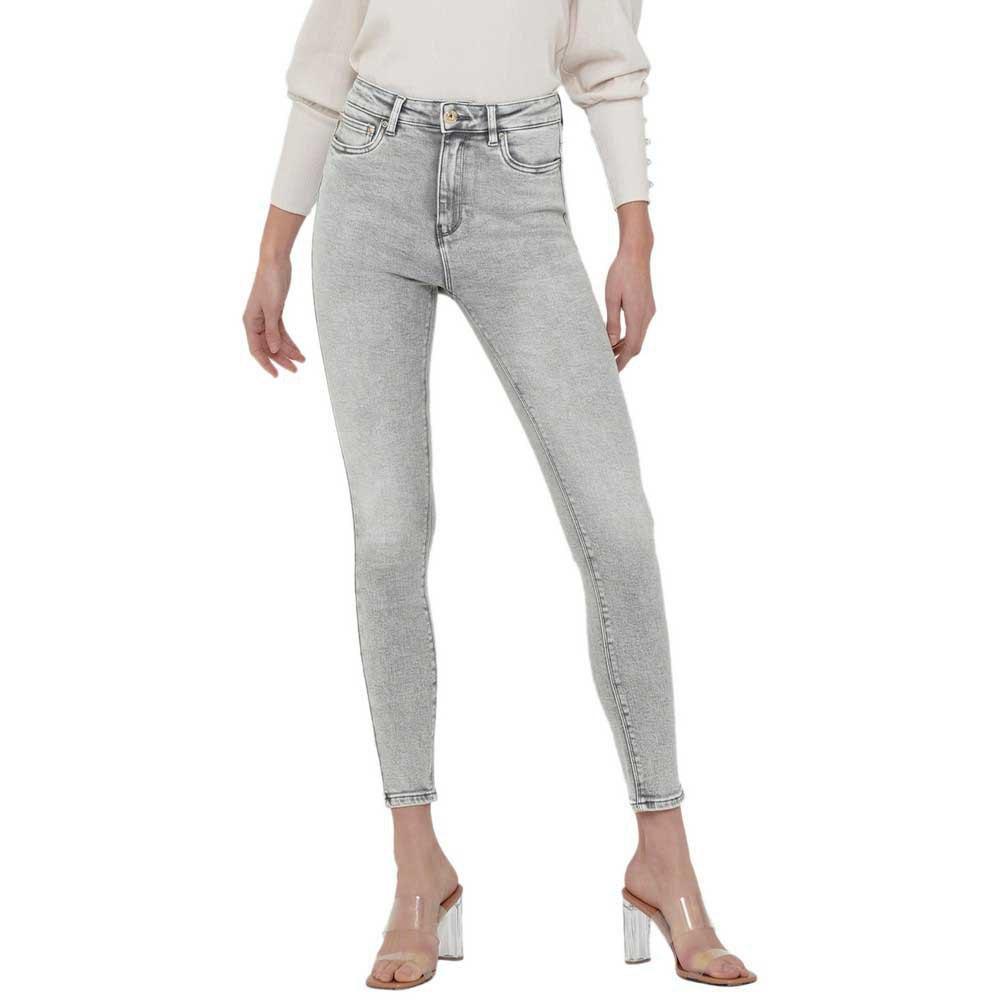 ONLY Mila Life High Waist Skinny Ankle Jeans Refurbished in Gray | Lyst