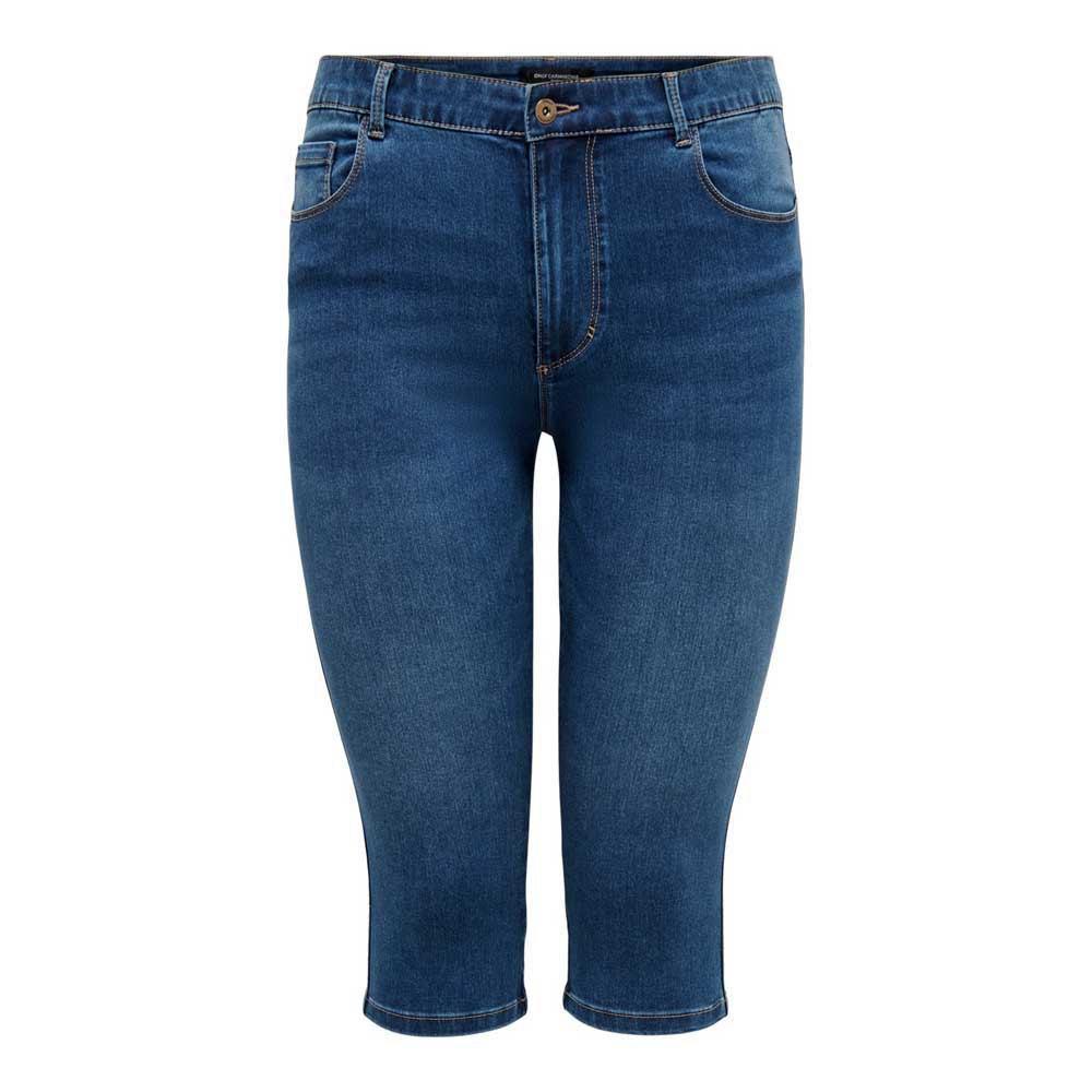 Only Carmakoma Augusta Skinny Fit High Waist Capri Jeans in Blue | Lyst